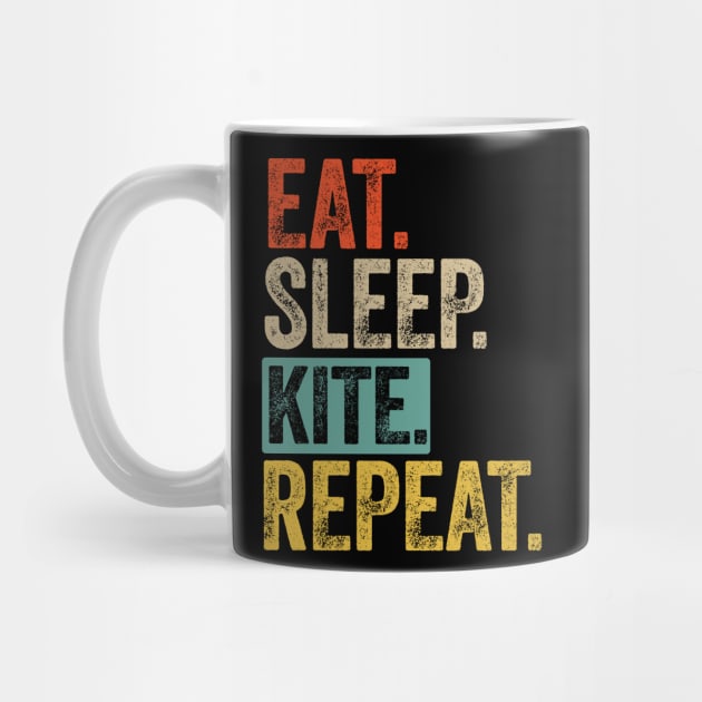 Eat sleep kite repeat retro vintage by Lyume